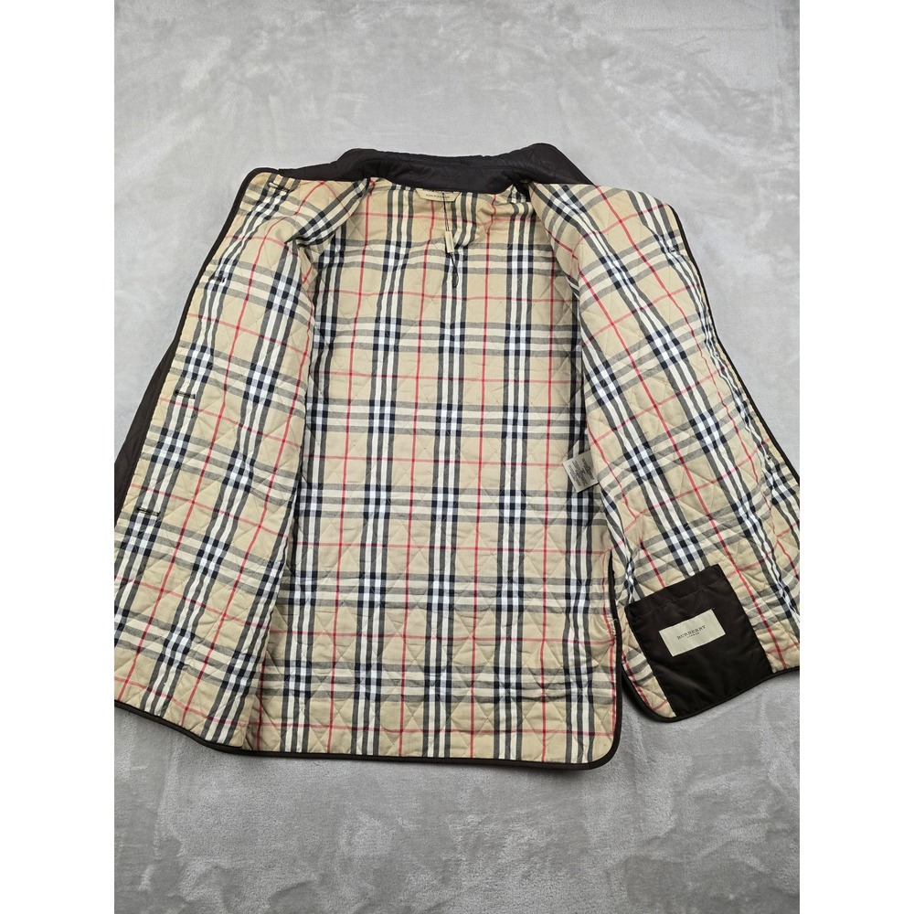 Burberry London Diamond Quilted Jacket Women XL Brown Nova Check Lining - Picture 10 of 16